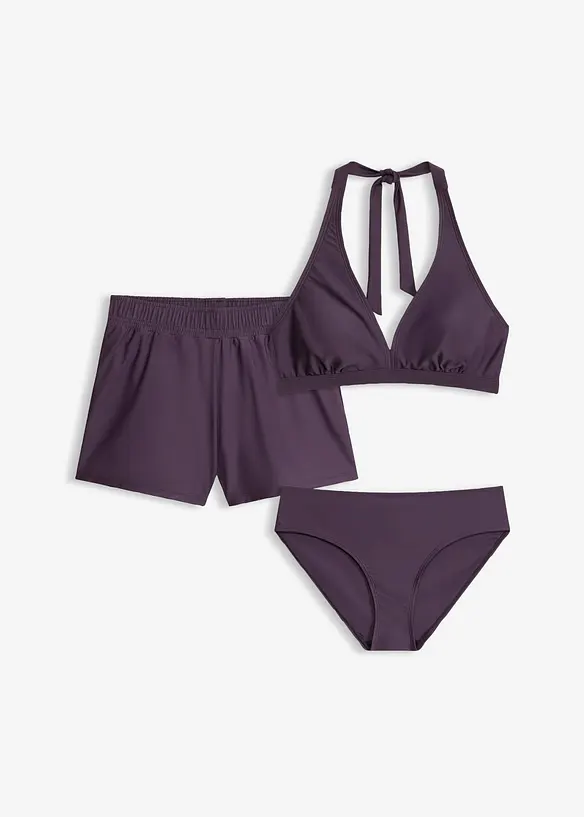 Bikini con slip e pantaloncini (set 3 pezzi), bonprix