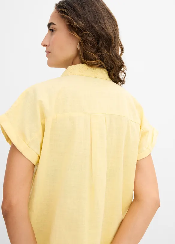 Camicetta di cotone con ricami traforati, bonprix