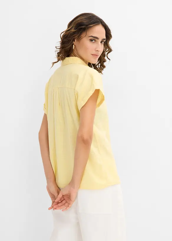 Camicetta di cotone con ricami traforati, bonprix