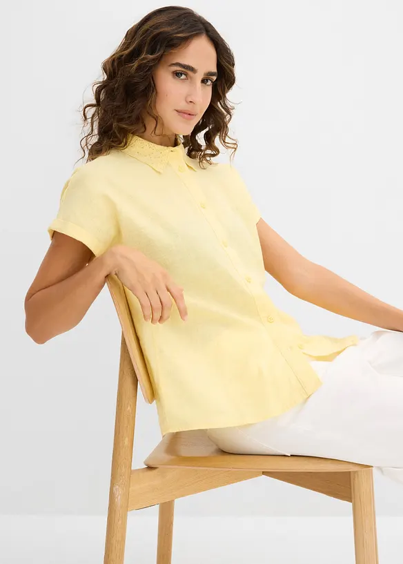 Camicetta di cotone con ricami traforati, bonprix