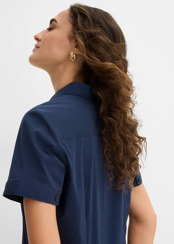 Camicetta elasticizzata a maniche corte in misto cotone, bonprix