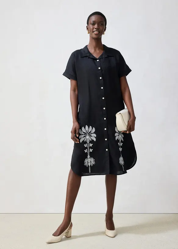 Caftano in puro lino con ricami, bonprix