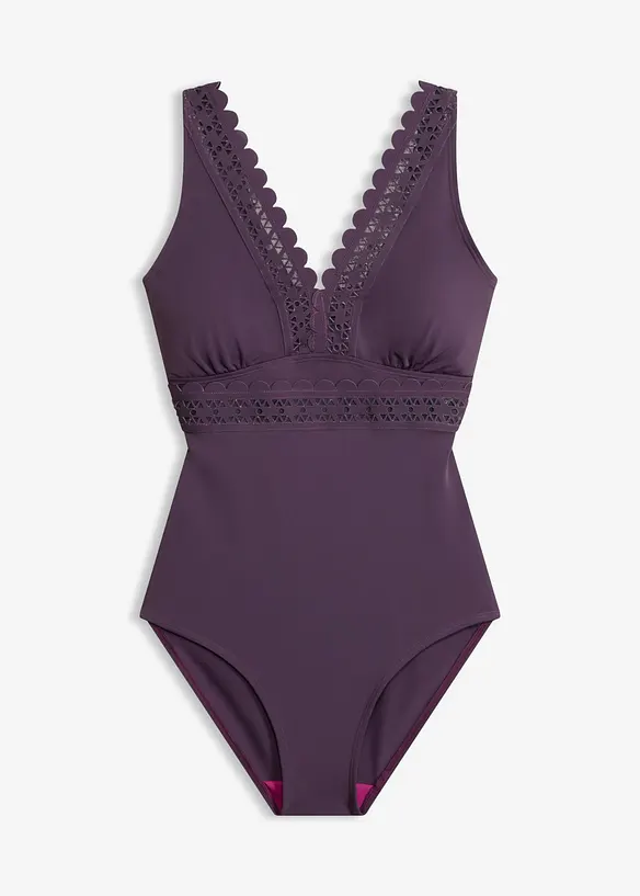 Costume intero con inserti laser cut, bonprix