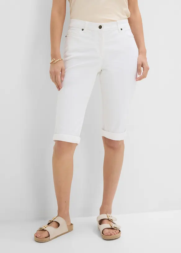 Bermuda in jeans elasticizzati con fondo arrotolato, bonprix