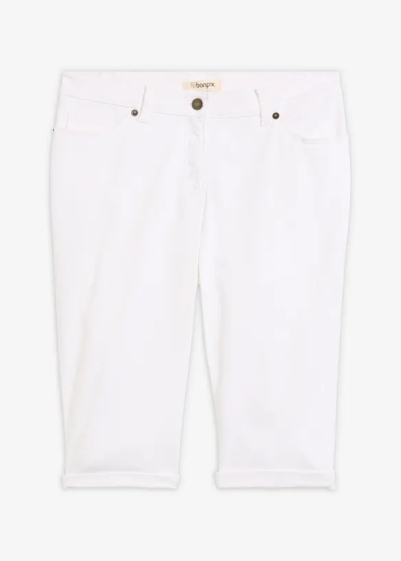 Bermuda in jeans elasticizzati con fondo arrotolato, bonprix