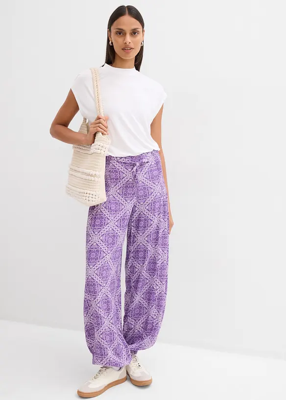 Pantaloni in viscosa fluente con elastico in vita, bonprix