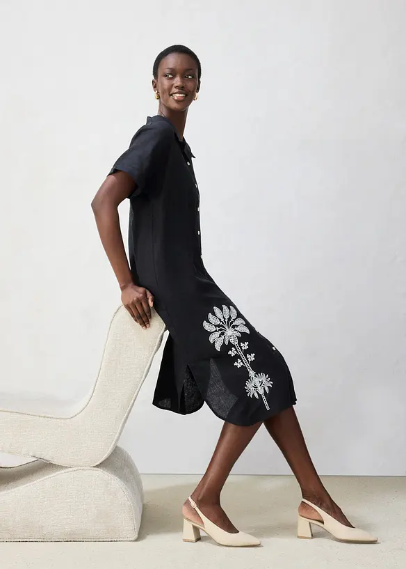 Caftano in puro lino con ricami, bonprix