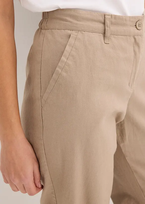 Pantaloni in tessuto misto lino e cotone, bonprix