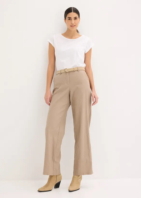 Pantaloni in tessuto misto lino e cotone, bonprix