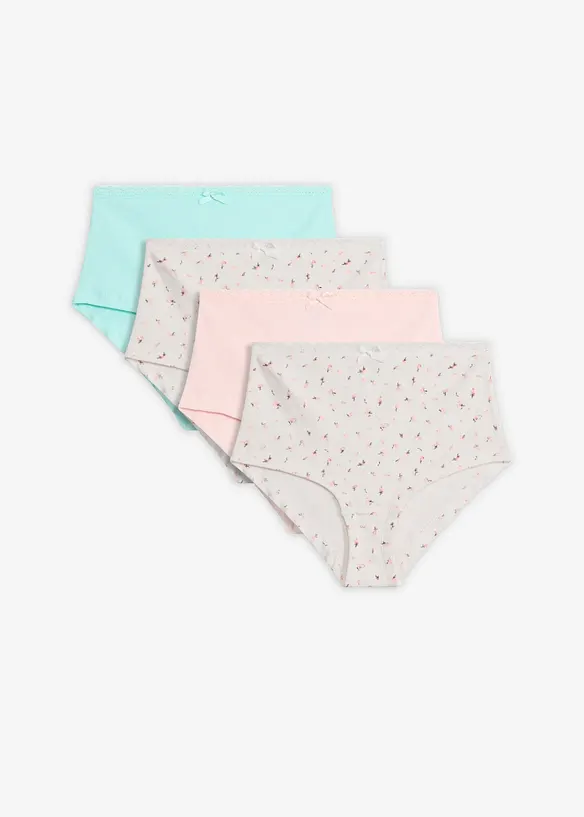 Culotte a vita alta in morbido cotone a costine (pacco da 4), bonprix