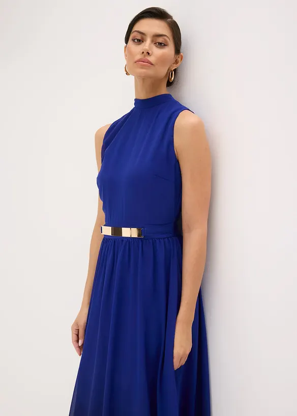 Abito di chiffon con colletto e accessorio, bonprix