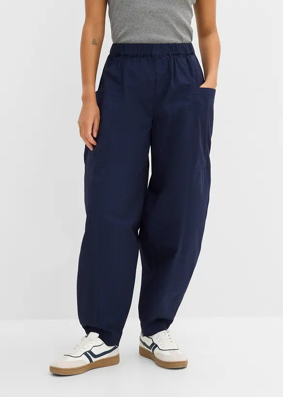 Pantaloni a palloncino in misto cotone elasticizzato, bonprix
