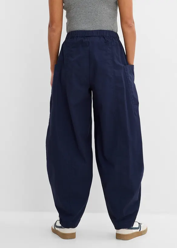 Pantaloni a palloncino in misto cotone elasticizzato, bonprix