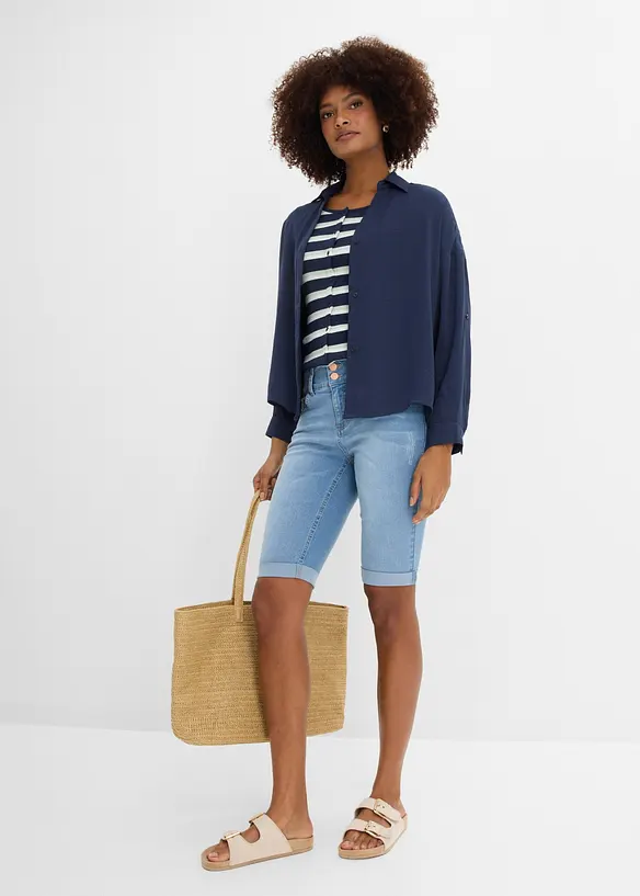 Bermuda in jeans, vita media, bonprix