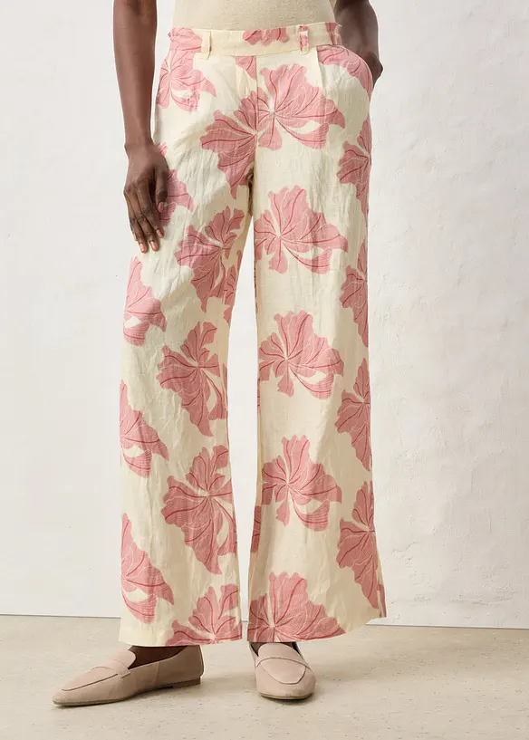 Pantaloni larghi in puro lino, bonprix