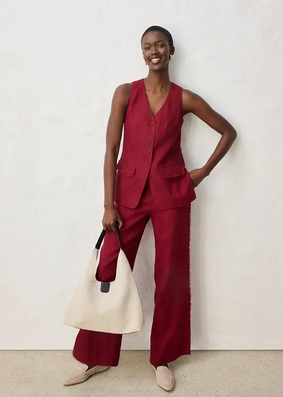 Gilet in stile sartoriale in puro lino, bonprix