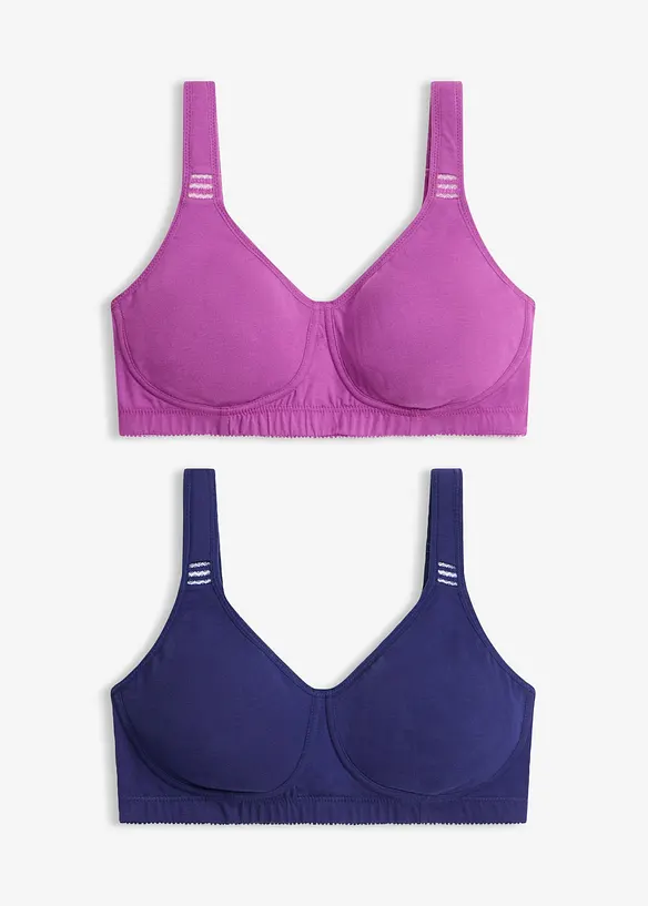 Reggiseno t-shirt senza ferretto con cotone (pacco da 2), bonprix