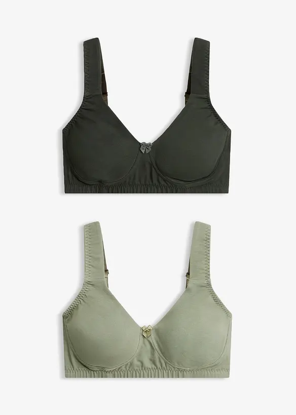 Reggiseno t-shirt minimizer senza ferretto con cotone biologico (pacco da 2), bonprix