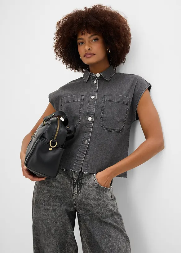 Camicia di jeans boxy cropped, bonprix