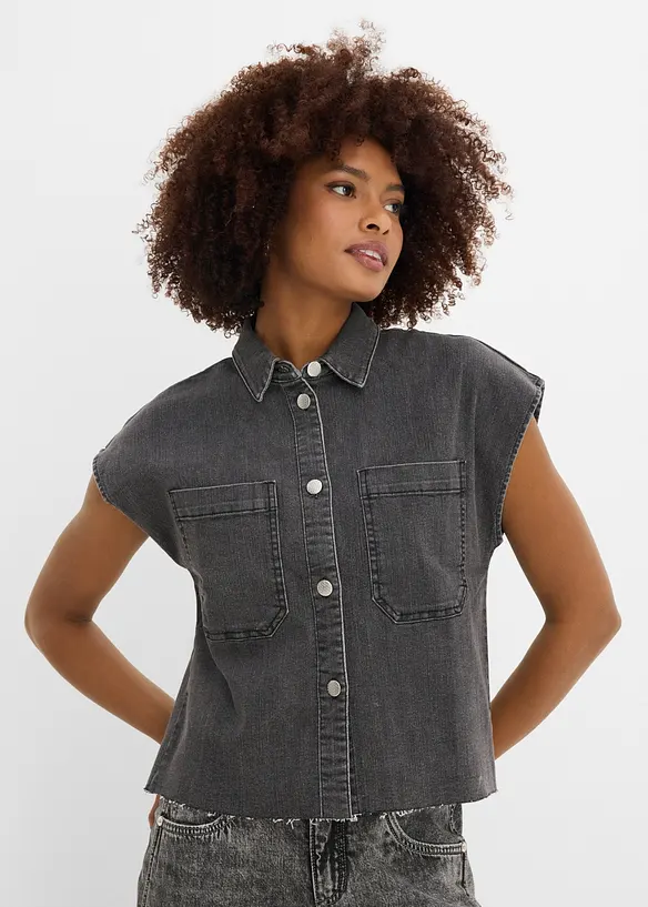 Camicia di jeans boxy cropped, bonprix