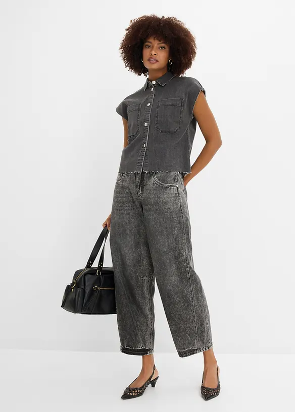 Camicia di jeans boxy cropped, bonprix