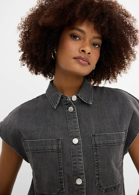 Camicia di jeans boxy cropped, bonprix