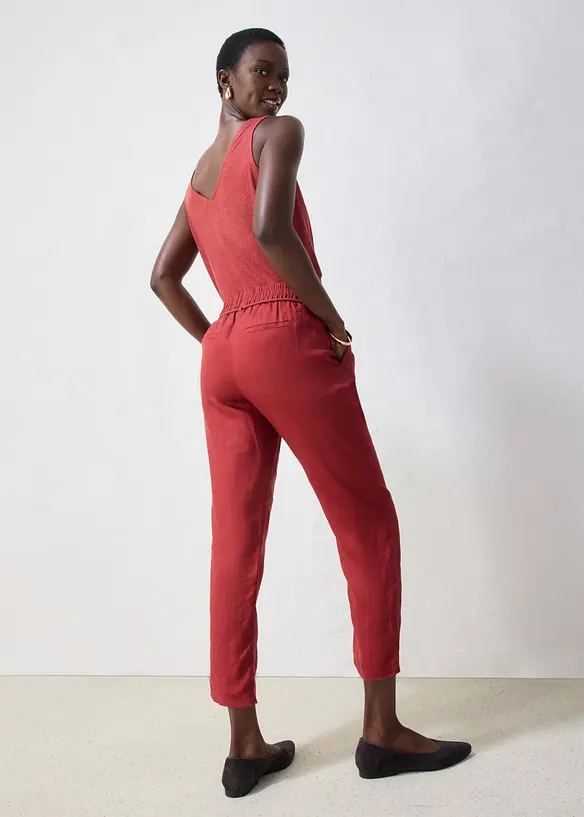 Pantaloni in puro lino con elastico in vita, bonprix
