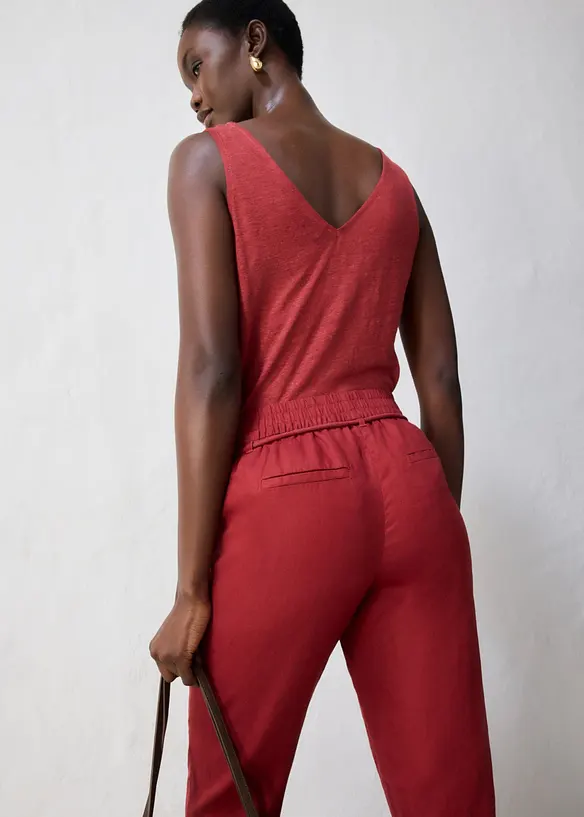 Pantaloni in puro lino con elastico in vita, bonprix