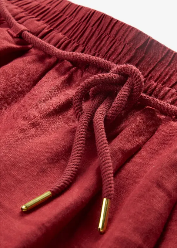 Pantaloni in puro lino con elastico in vita, bonprix