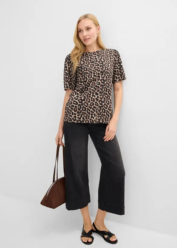 T-shirt con stampa leopardata, bonprix