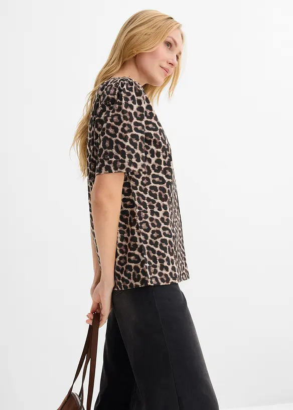 T-shirt con stampa leopardata, bonprix
