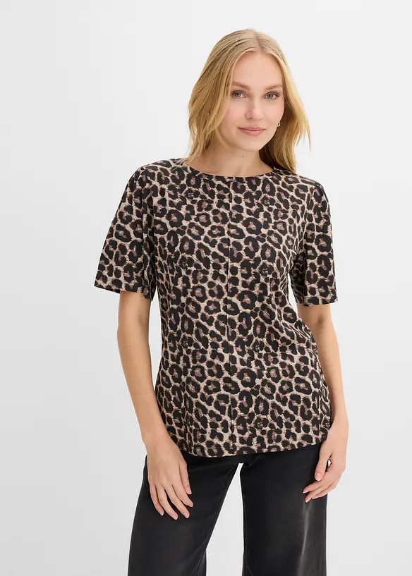 T-shirt con stampa leopardata, bonprix