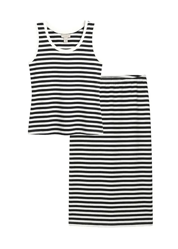 Top e gonna in misto cotone elasticizzato (set 2 pezzi), bonprix