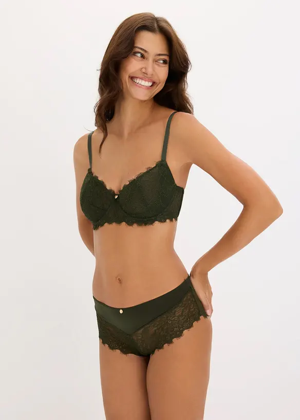 Reggiseno con ferretto, imbottitura laterale e pizzo delicato, bonprix