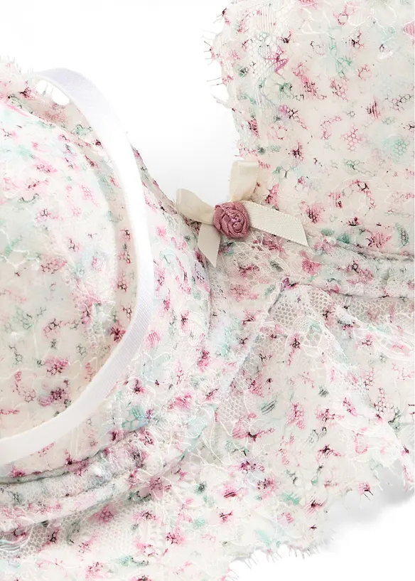Reggiseno con coppe preformate e pizzo a fantasia floreale, bonprix