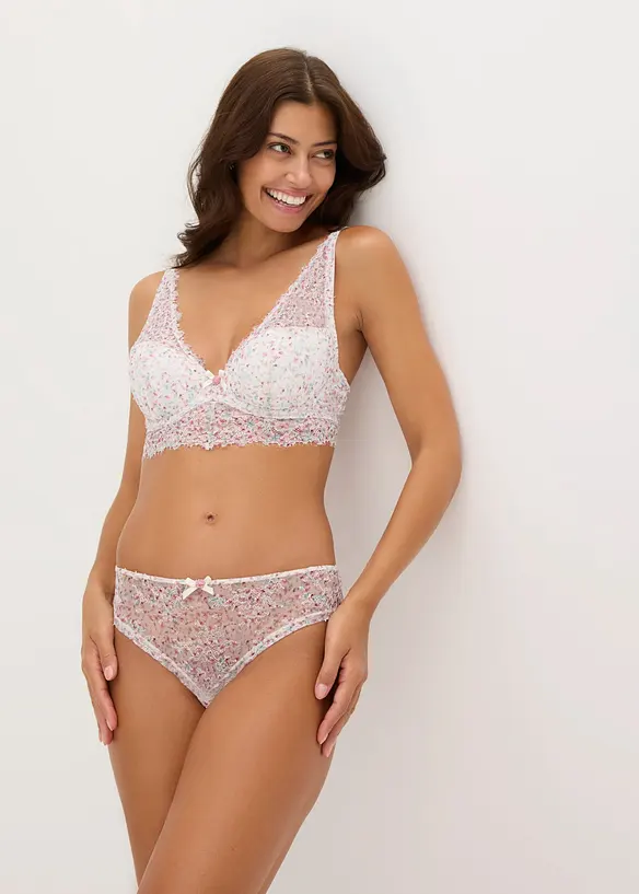 Brasiliana con pizzo a fantasia floreale in confezione da 2, bonprix