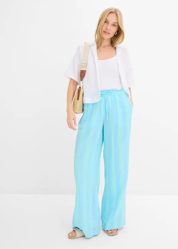 Pantaloni con elastico in vita in mussola leggera, bonprix