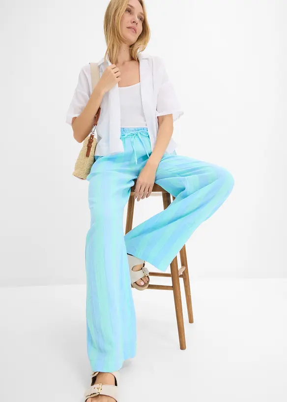 Pantaloni con elastico in vita in mussola leggera, bonprix
