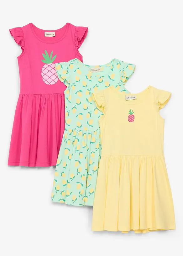 Abito in jersey di puro cotone biologico (pacco da 3), bonprix