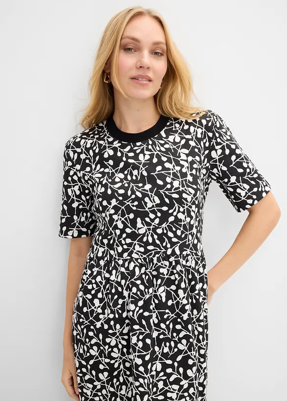 Abito di jersey svasato in cotone pesante, bonprix