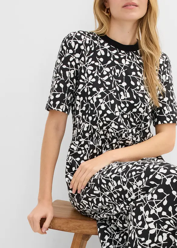 Abito di jersey svasato in cotone pesante, bonprix