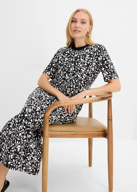 Abito di jersey svasato in cotone pesante, bonprix