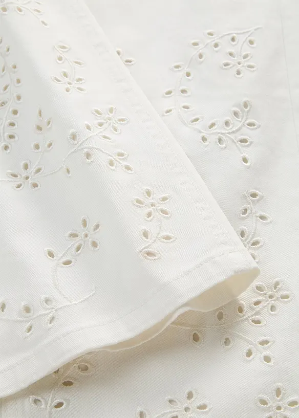 Pantaloni in twill con pizzo sangallo, bonprix