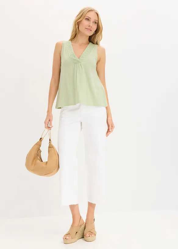 Top in puro cotone con ricamo, bonprix