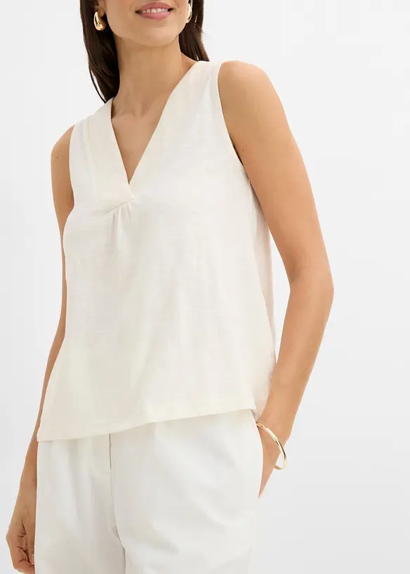 Top in puro cotone con ricamo, bonprix
