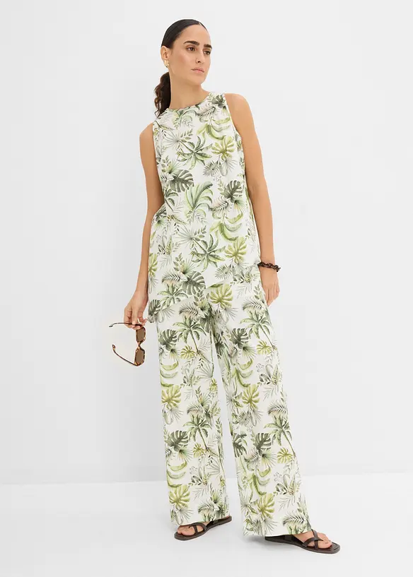 Pantaloni in misto lino fantasia, bonprix