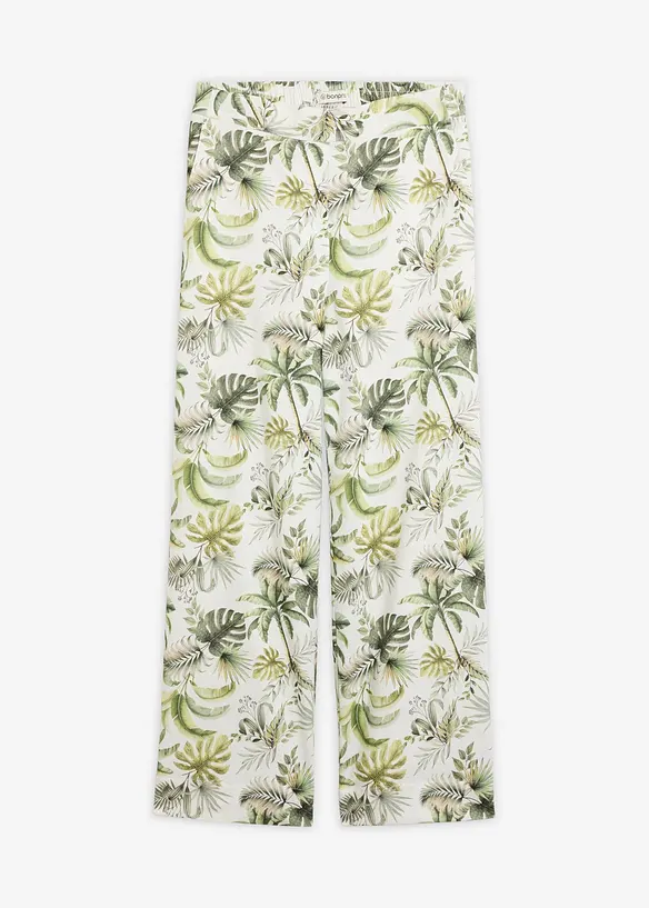 Pantaloni in misto lino fantasia, bonprix