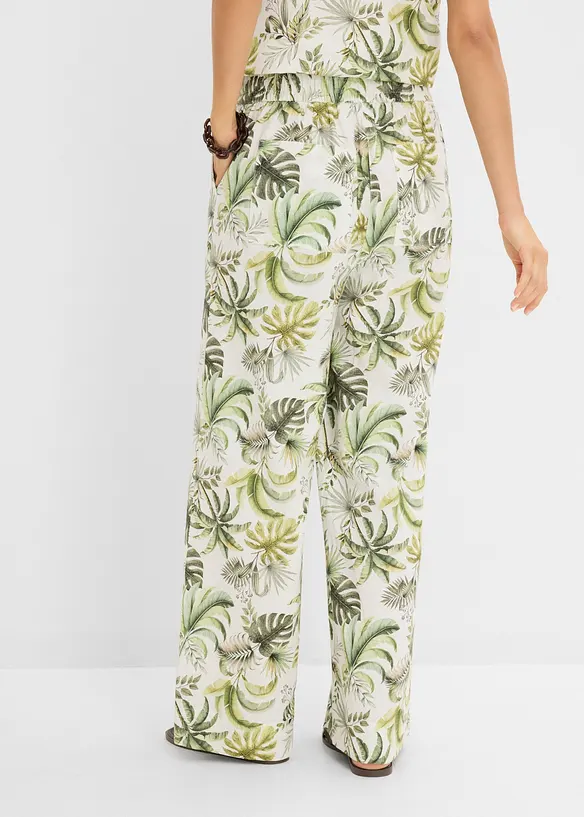 Pantaloni in misto lino fantasia, bonprix