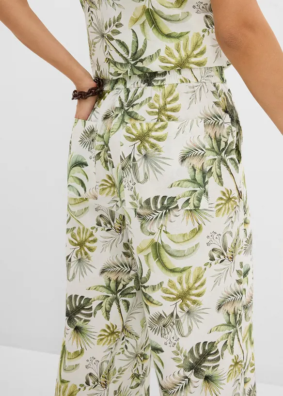 Pantaloni in misto lino fantasia, bonprix