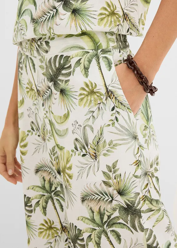 Pantaloni in misto lino fantasia, bonprix